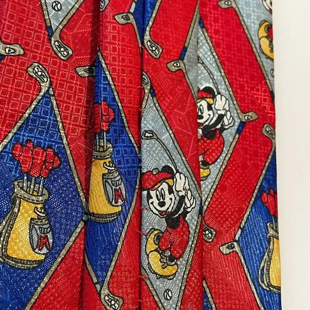 Mickey Mouse Golf‎ Men's Tie Disney Mickey Unlimited 100% Polyester Red Italy